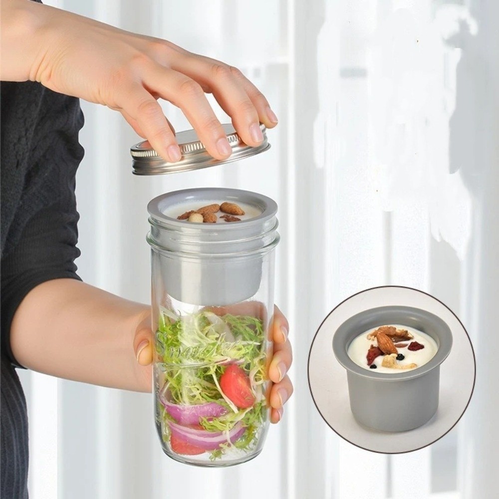 16/24オンス サラダガラスジャー 広口 ソースカップ付き - Meal Prep Weekly のレビューと価格