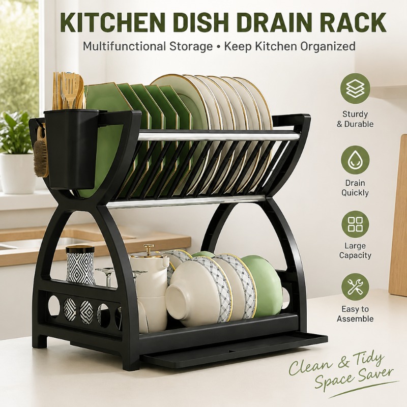 2段式食器乾燥ラック キッチンオーガナイザー ボウル・プレー - Meal Prep Organizer のレビューと価格