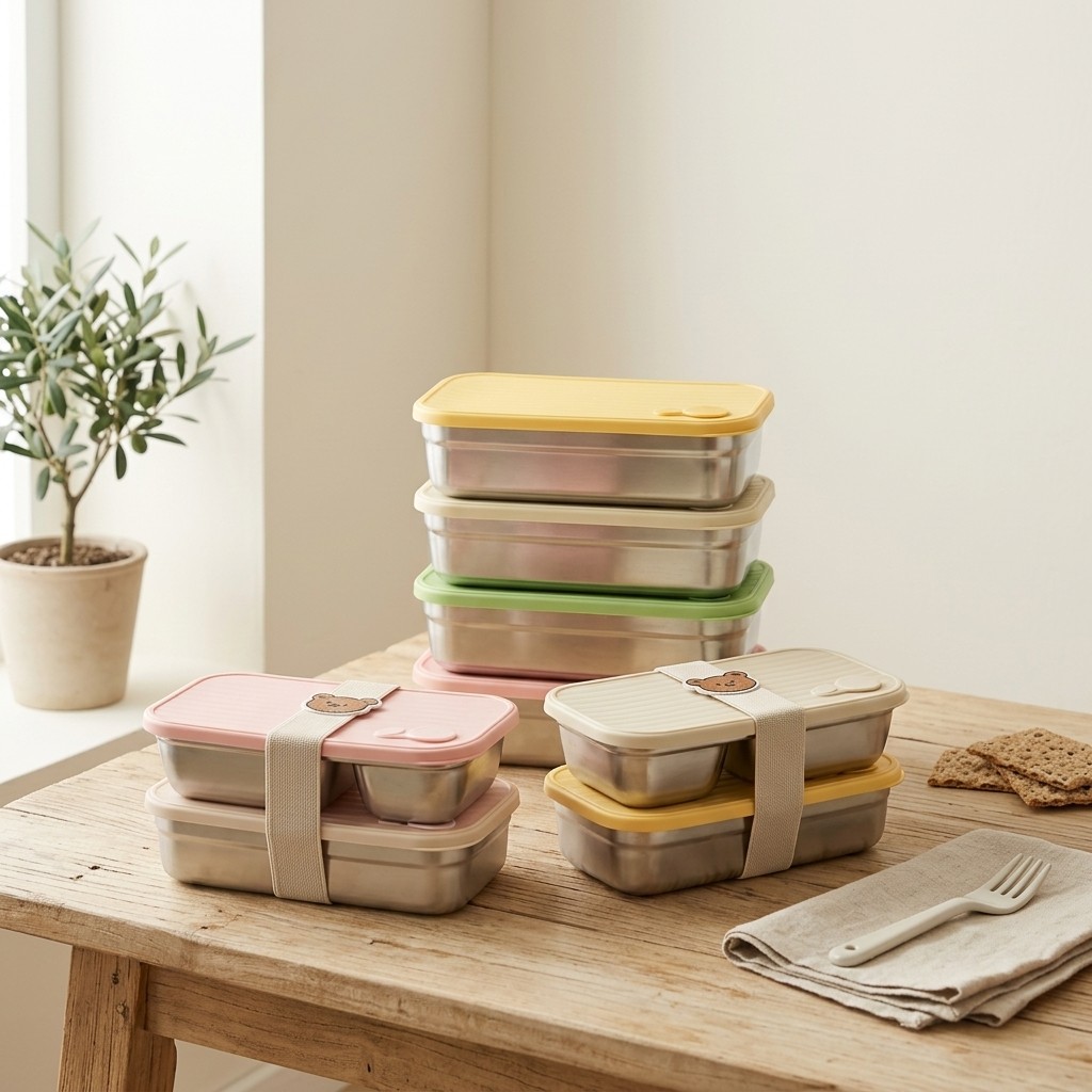 304ステンレス製弁当箱 大人子供兼用 電子レンジ対応 水漏 - Meal Prep Kinder のレビューと価格