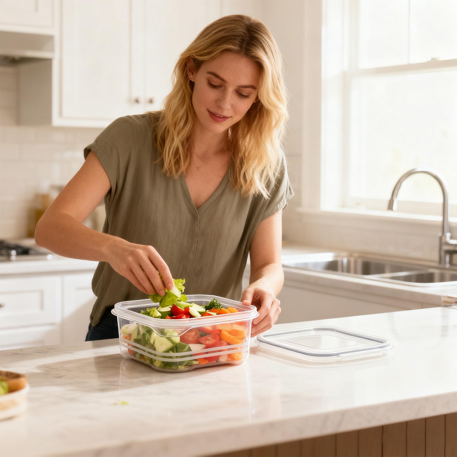 冷蔵庫収納 クリア 密閉 スタッカブル 冷蔵庫収納オーガナイ - Meal Prep Organizer のレビューと価格