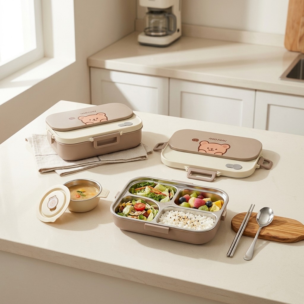 304ステンレス製弁当箱、漏れ防止ランチボックス、ボウルとカ - Meal Prep Kinder のレビューと価格